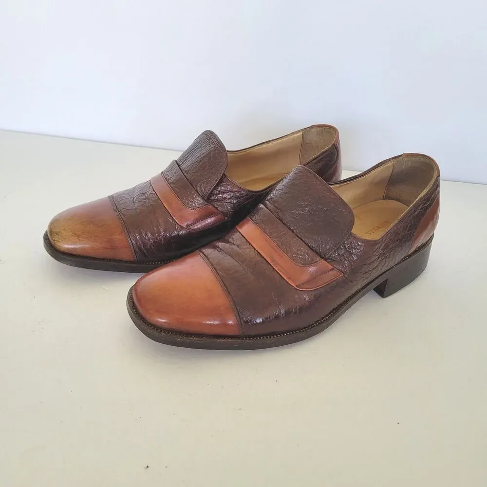 Walther Starlin Mens Brown Leather Shoes Slip On Loafer Shoes US 6,5 Quality